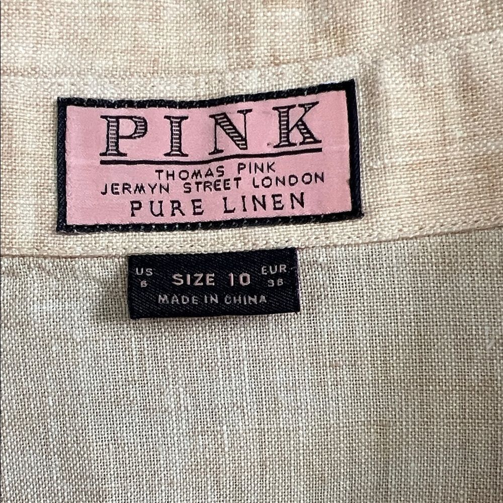 Like New! Thomas Pink 100% Linen Button-Front Belted Peplum Top in Size 8 - Picture 7 of 14